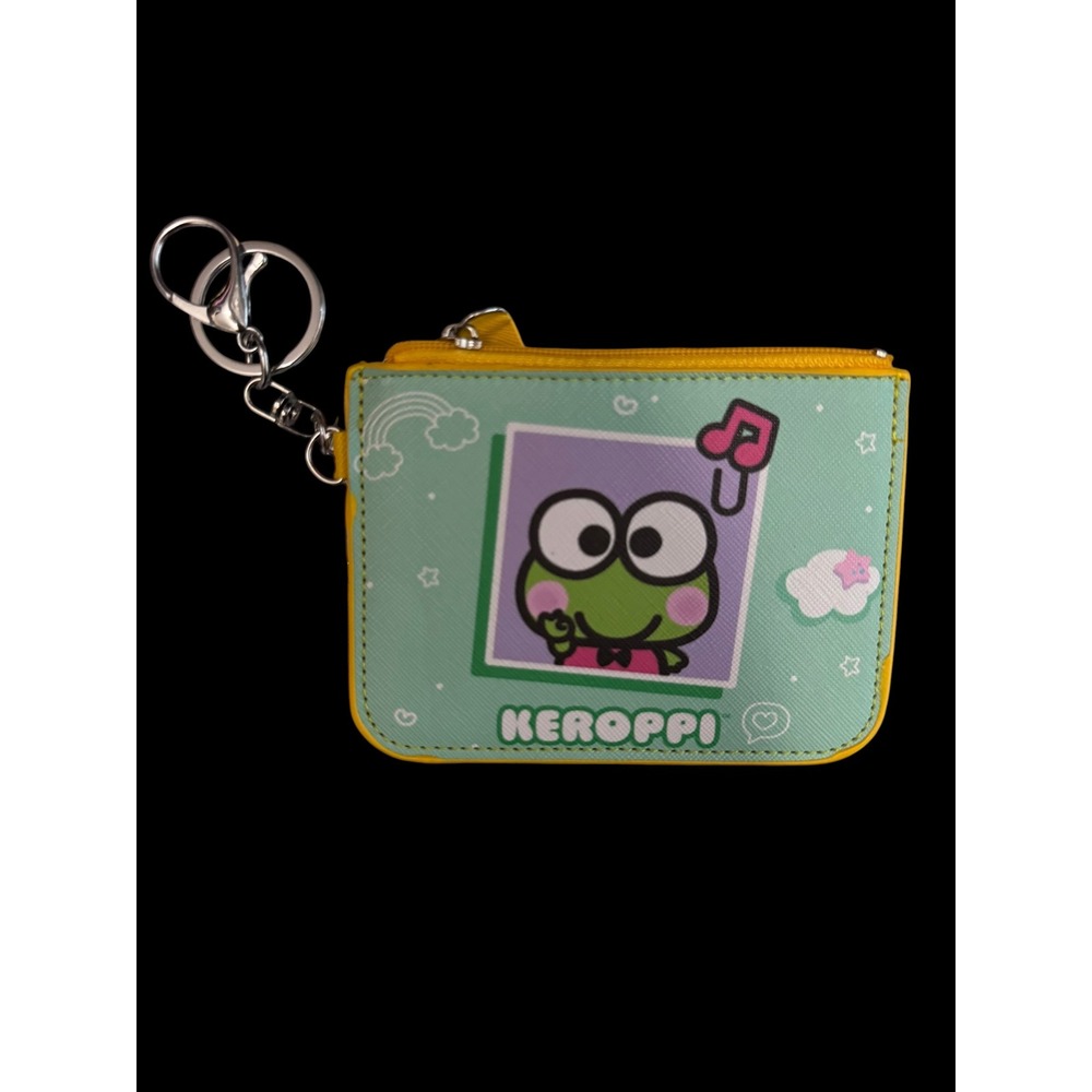 Sanrio Keroppi Keychain ID Holder Coin Purse Wallet Green Yellow‎ New